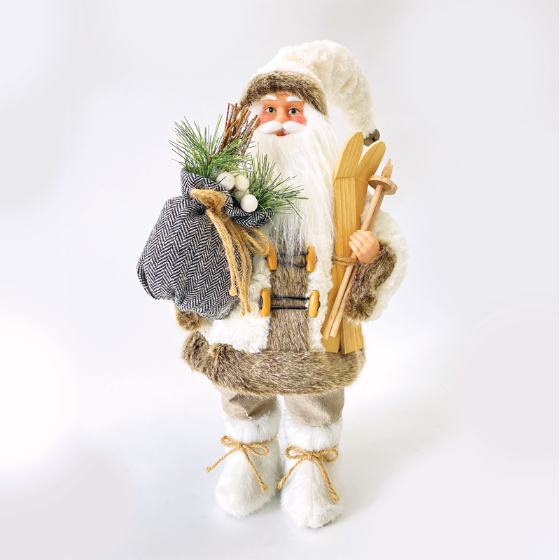 ACA LIGHTING CHRISTMAS X126001 DECO FABRIC SANTA CLAUS WITH SKIS 60CM
