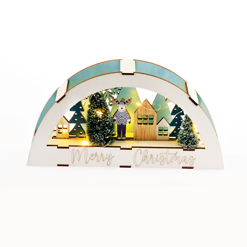 ACA LIGHTING CHRISTMAS X13101105 "WOODEN DECO XMAS" 10 LED WW BAT (2xAAA) IP20 26x5.5x13.5cm