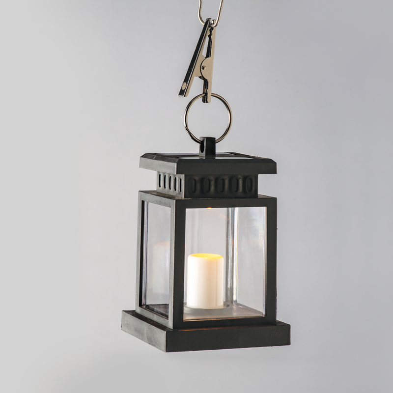 ACA LIGHTING CHRISTMAS X1311308 "BLACK SOLAR PLASTIC LANTERN + WHITE WAX" 1 WW LED BAT (1xAA 1.2V 300mAh Ni-MH RECHAR) IP44 Φ8.8x12.7cm