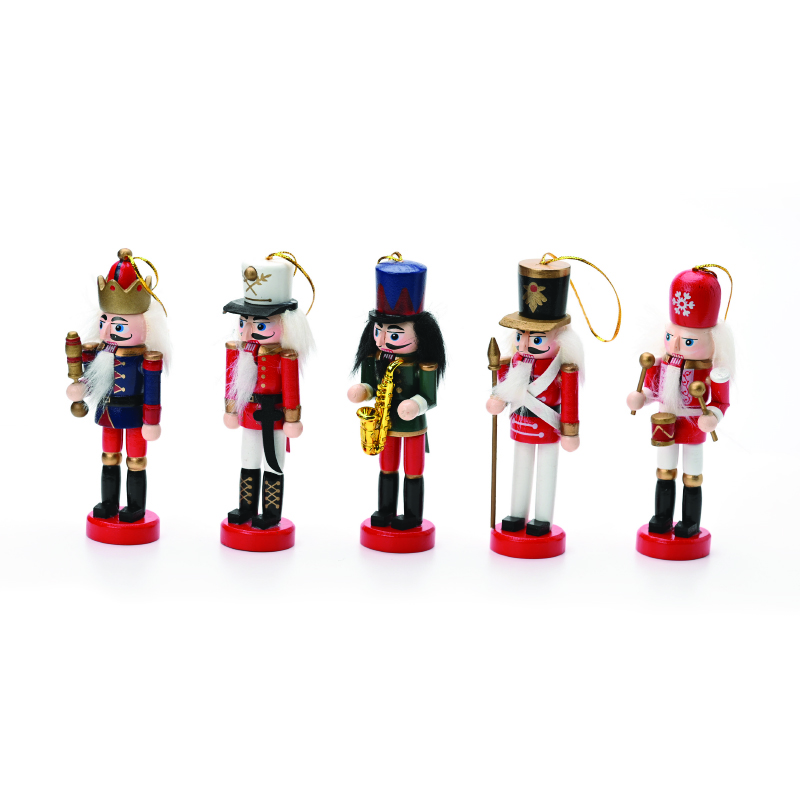 ACA LIGHTING CHRISTMAS X141201 SET OF 5 ORNAMENT NUTCRACKERS H15cm