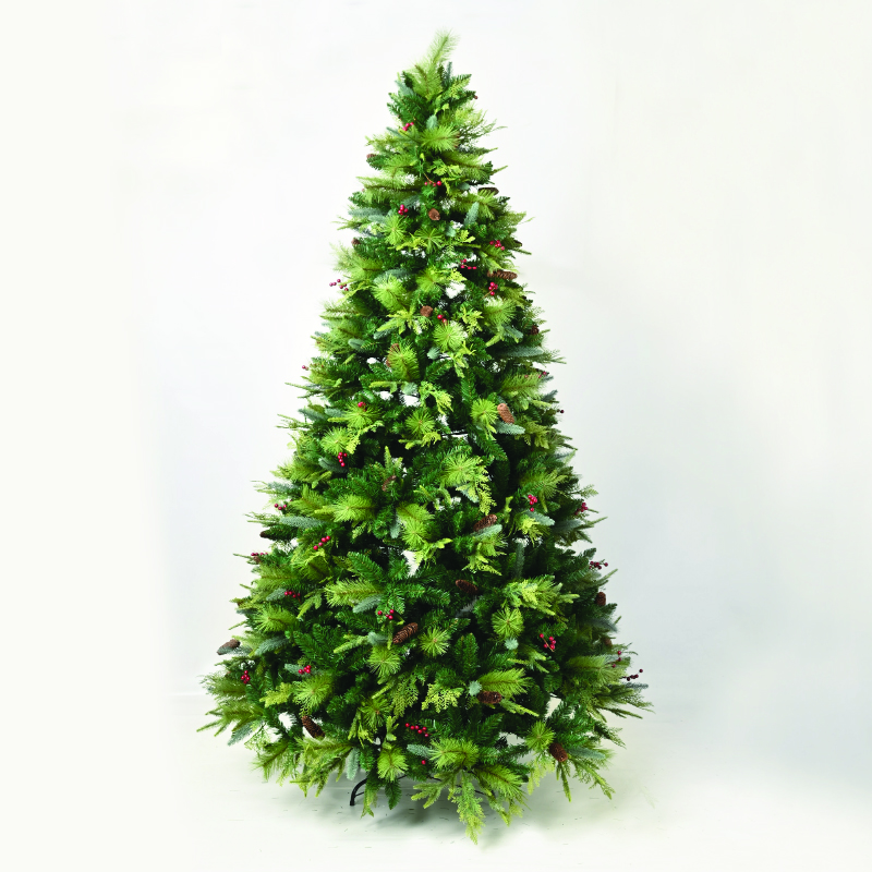 ACA LIGHTING CHRISTMAS X161804 MONT-BLANC CHRISTMAS TREE PE/HARD NEEDLE BERRIES & PINE NUTS 180CM HEIGHT