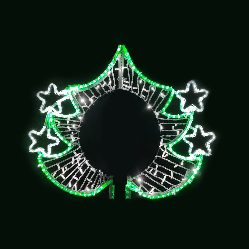 ACA LIGHTING CHRISTMAS X1737825114 CHRISTMAS TREE POLE HEAD 378 LED STREET POLE MOTIF 4m 2-WIRE ROPE LIGHT 3,2m STRING LIGHTS WW&GREEN STEADY IP65 85x93cm 1.5m LEAD CABLE