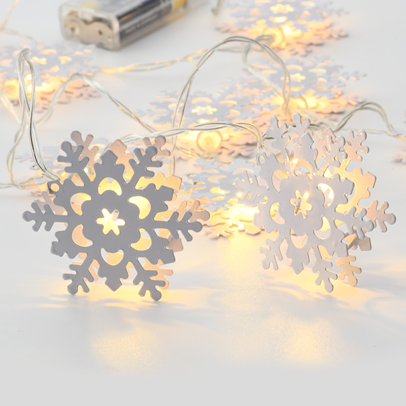 ACA LIGHTING CHRISTMAS XA10WW2A "METAL STRING LIGHTS" SNOWFLAKE 10 LED STRING LIGHTS WITH BATTERIES (2xΑΑ) WARM WHITE IP20 135+30cm TRANSPARENT CABLE
