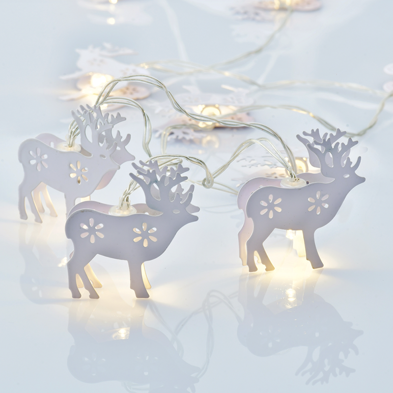 ACA LIGHTING CHRISTMAS XB10WW2A "METAL STRING LIGHTS" REINDEER 10 LED STRING LIGHTS WITH BATTERIES (2xΑΑ) WARM WHITE IP20 135+30cm TRANSPARENT CABLE