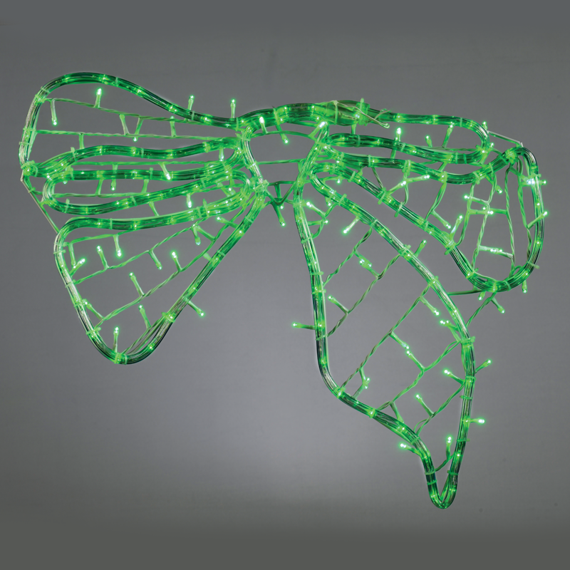 ACA LIGHTING CHRISTMAS XBOWLEDG60 "BOW, 96 LED MOTIF 4m 2-WIRE ROPE LIGHT & 96 LED STRING LIGHTS WITH ADAPTOR (36VDC), GREEN, IP44, 60x45cm, WHITE CABLE, 5m