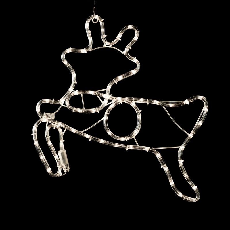 ACA LIGHTING CHRISTMAS XDEERLEDW49 "REINDEER", 72 LED MOTIF 3m 2-WIRE ROPE LIGHT, COOL WHITE, IP44, 47x49cm,, 1.5m LEAD CABLE