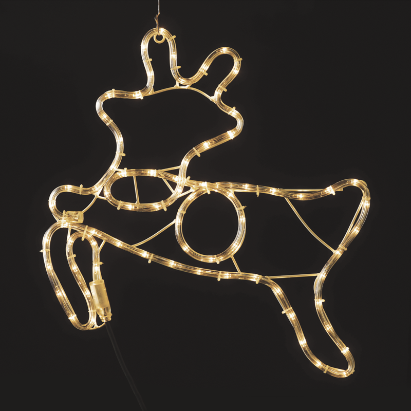 ACA LIGHTING CHRISTMAS XDEERLEDWW49 "REINDEER", 72 LED MOTIF 3m 2-WIRE ROPE LIGHT, WARM WHITE, IP44, 47x49cm,, 1.5m LEAD CABLE