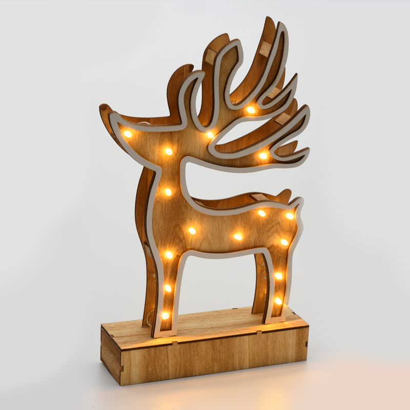 ACA LIGHTING CHRISTMAS XDEERWW333A “WOODEN REINDEER DECOR LIGHTS” 16 LED LIGHTS WITH BATTERY (2xAAA) WARM WHITE IP20 19x33x6cm