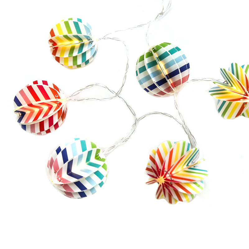 ACA LIGHTING CHRISTMAS XO10WW2A “PAPER DECORATIVE STRING LIGHTS” MULTICOLOR BALL 10 LED STRING LIGHTS WITH BATTERIES (2xΑΑ) WARM WHITE IP20 135+30cm TRANSPARENT CABLE