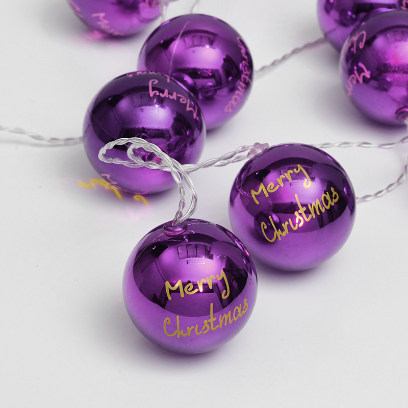 ACA LIGHTING CHRISTMAS XPPBALL10WW2AT "PLASTIC BALLS", 10 LED STRING LIGHTS WITH BATTERIES (3xAA) & TIMER (6ON/18OFF), WARM WHITE, PURPLE PLASTIC, IP20, 135+30cm TRANSPARENT LEAD CABLE