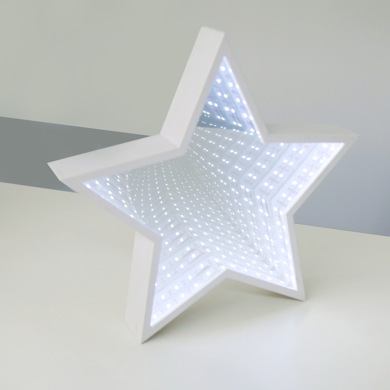 ACA LIGHTING CHRISTMAS XSTARMIR292A “INFINITY MIRROR TUNNEL LAMP” "STAR” 59 LED LIGHTS WITH BATTERY (3xAA) COOL WHITE IP20 29x5x29cm