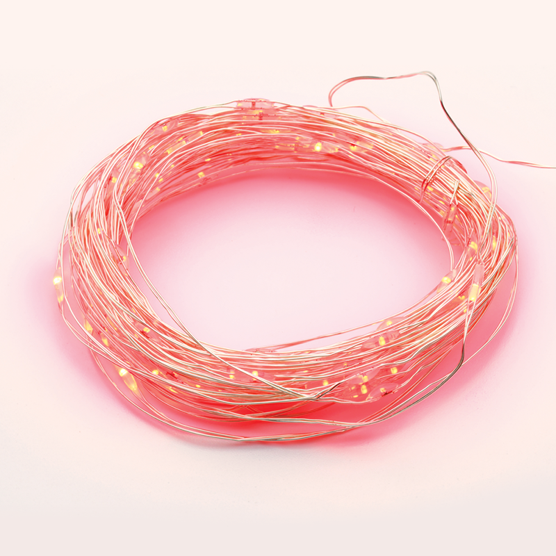 ACA LIGHTING CHRISTMAS XSW100RAF44 100 LED STRING LIGHTS RED SILVER COPPER WIRE ADAPTOR(3VDC) & 8 FUNCTIONS IP44 10m+3m 1.8W