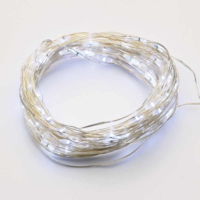 ACA LIGHTING CHRISTMAS X0120213 20 LED STRING LIGHTS COOL WHITE SILVER COPPER WIRE & BATTER.2xCR2032 IP20 2m+10cm 1.2W