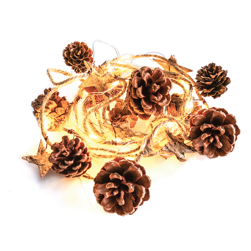 ACA LIGHTING CHRISTMAS XW20WW2A “CHRISTMAS GARLAND STRING LIGHTS” BROWN STAR 20 LED STRING LIGHTS WITH BATTERIES (2xΑΑ) WARM WHITE IP20 180+30cm TRANSPARENT CABLE